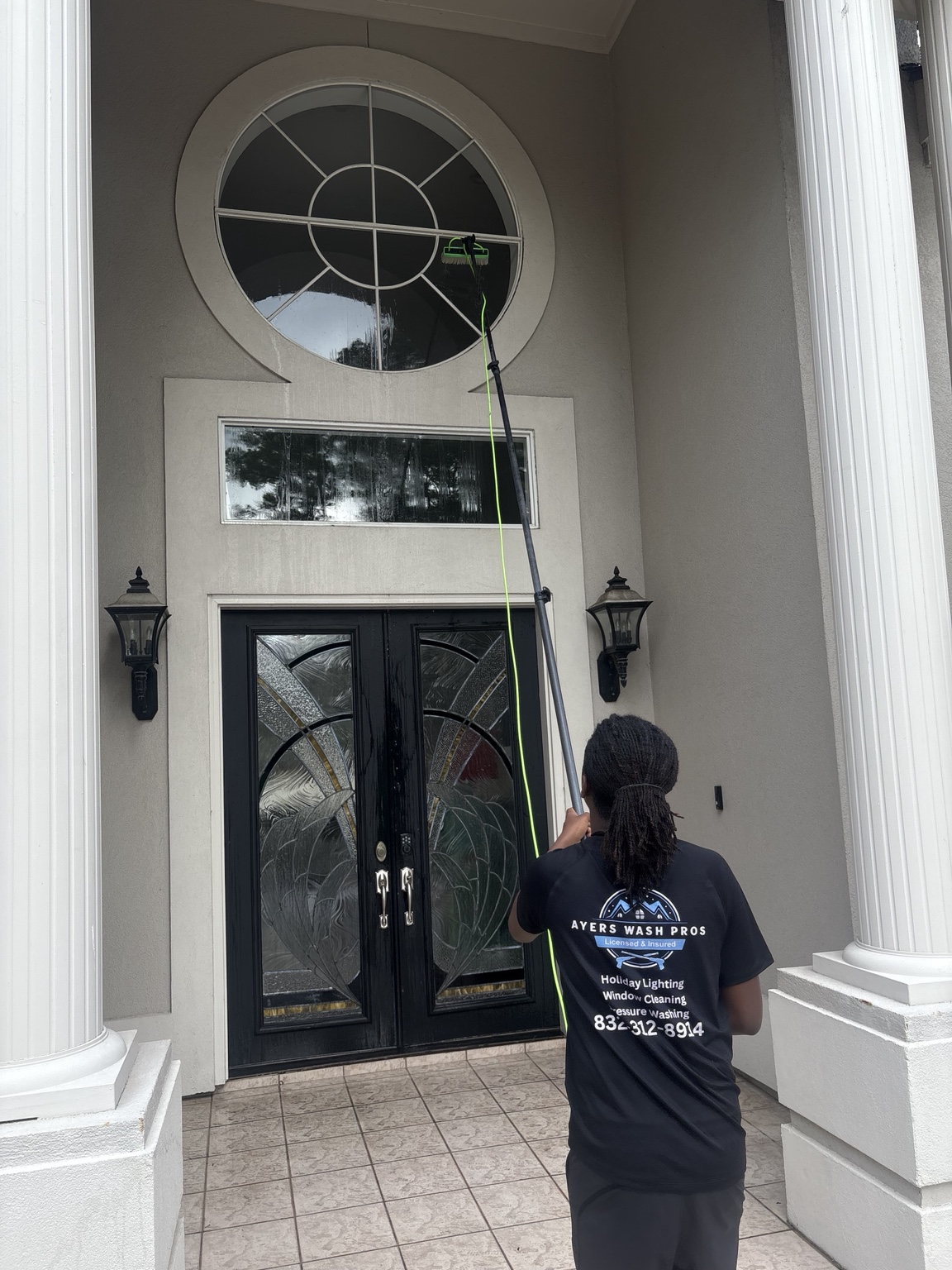 Exterior cleaning service in progress